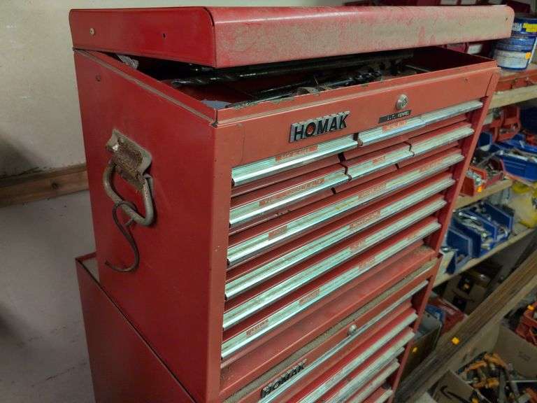 Homak 2-piece tool chest on wheels with contents