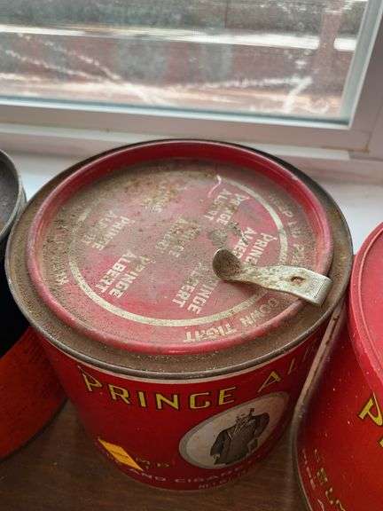 (2) Vintage Prince Albert Tobacco Cans, (2) Vintage Sir Walter Raleigh Tobacco Cans