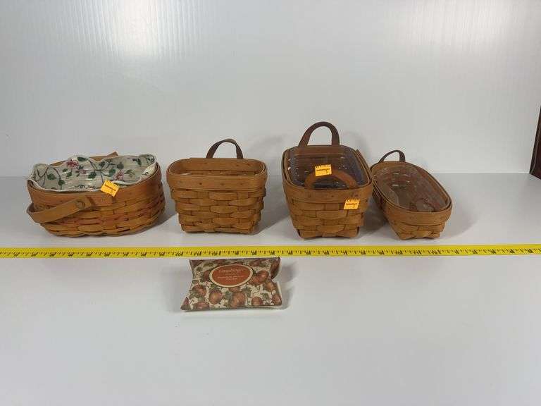 (4) Small Longaberger Baskets, Pumpkin Patch Tie-On