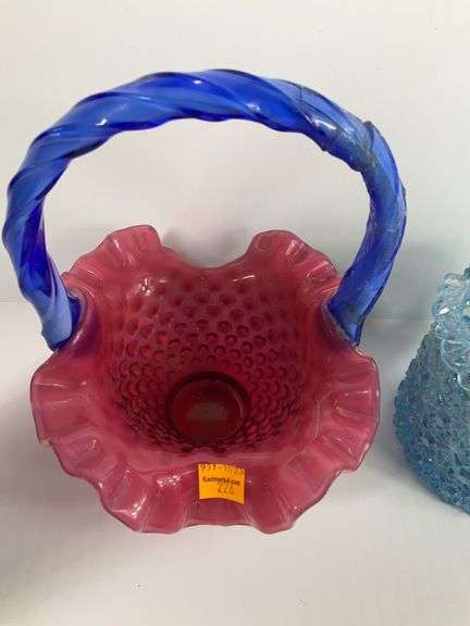 2 Fenton Baskets, 1 Fenton Candy Dish ( All 3 Pieces Damaged)