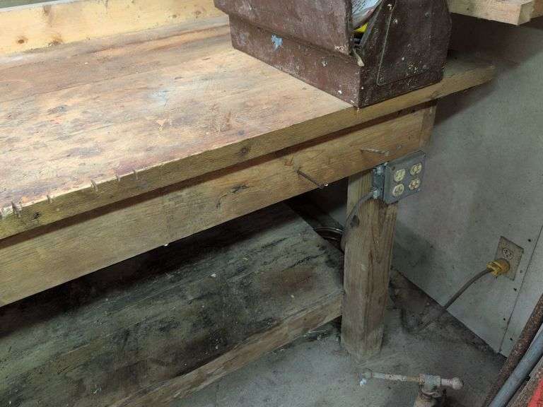 Wooden work bench - contents not included