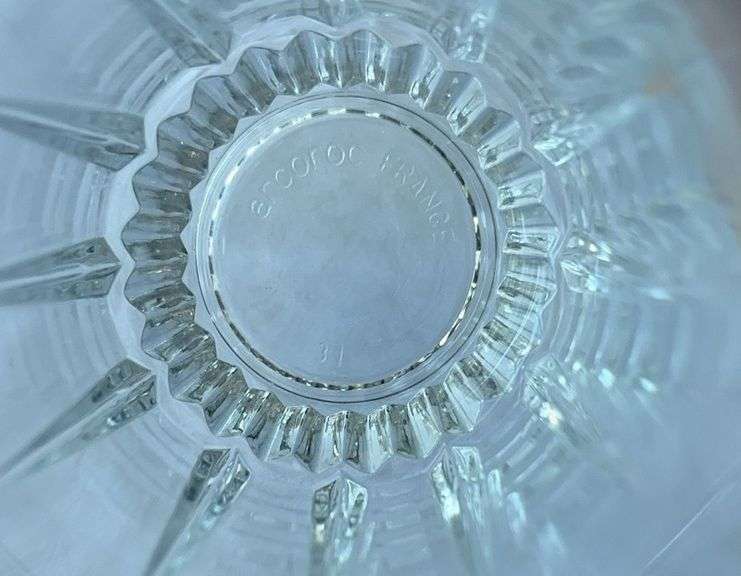 (9) Arcoroc Glass Cups w/ (6) Genuine Lead Crystal Napkin Rings