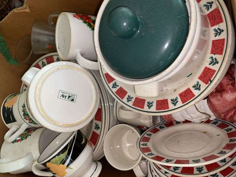 Box of Christmas Dishware