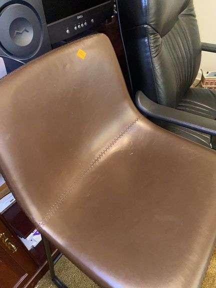 Black Rolling Office Chair, Leather Barstool