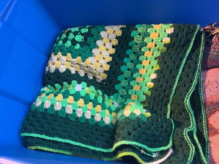 Tote with Afghans and Blanket