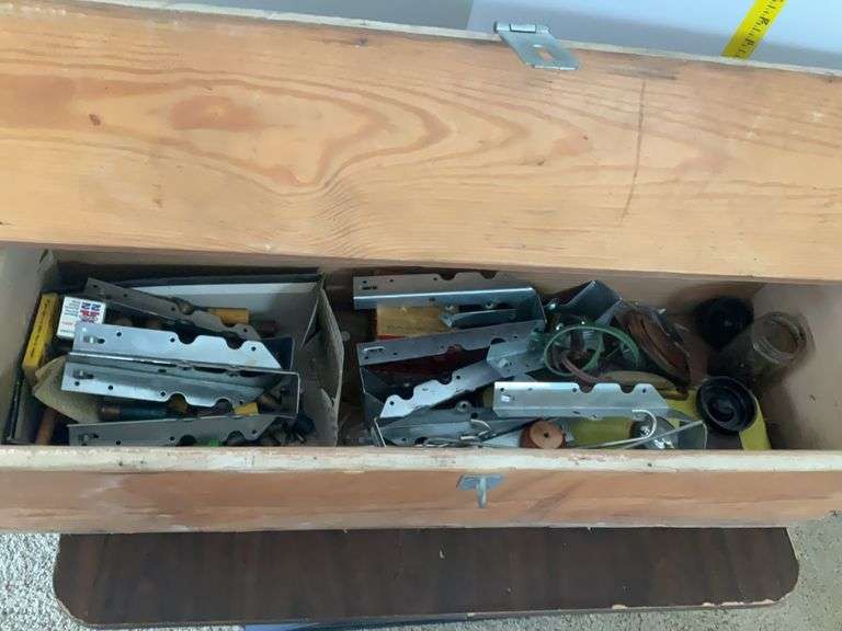 Wooden Tool Chest with Contents