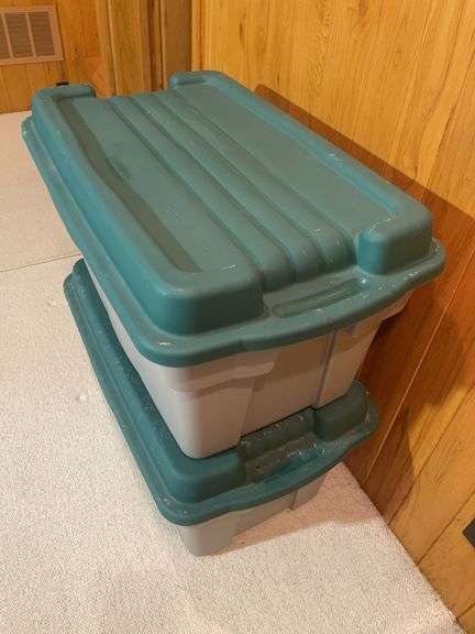(2) matching Rubbermaid totes