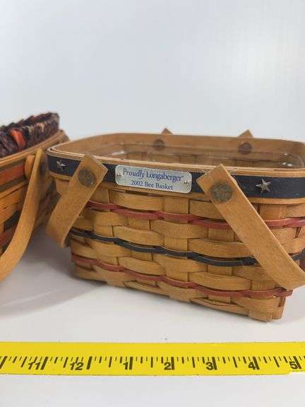Longaberger Bee Basket, Mini Waste Basket, 2 Handled Baskets