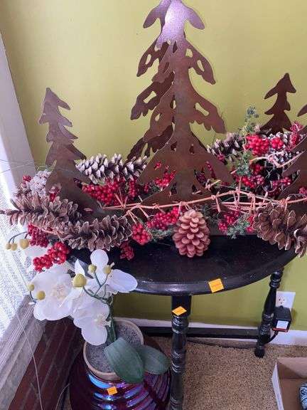 Wooden Side Table and Decor