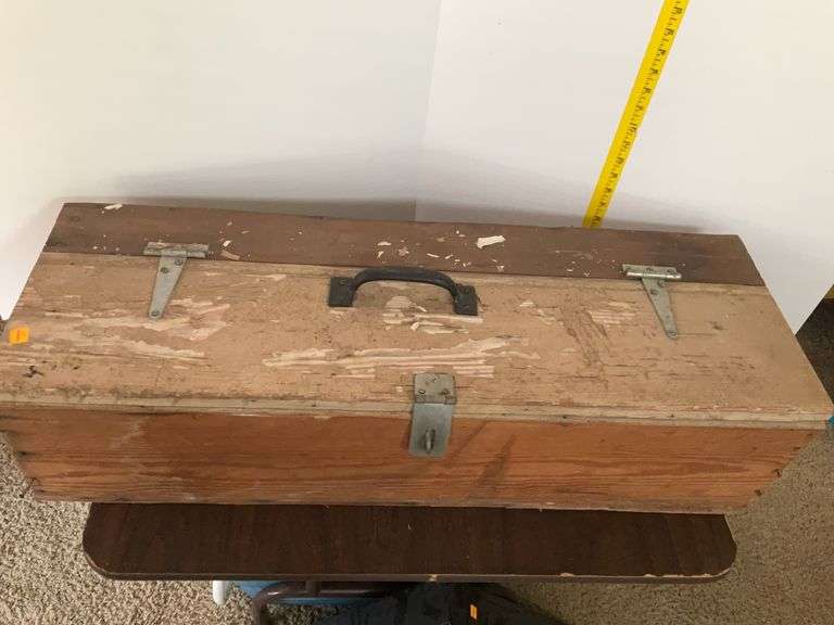 Wooden Tool Chest with Contents