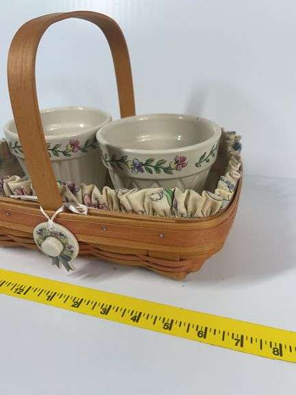 Longaberger Mother’s Day Early Blossoms Basket and Pottery Flower Pots