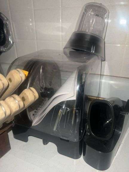 Assorted Kitchen Appliances and Butcher Block with Knives