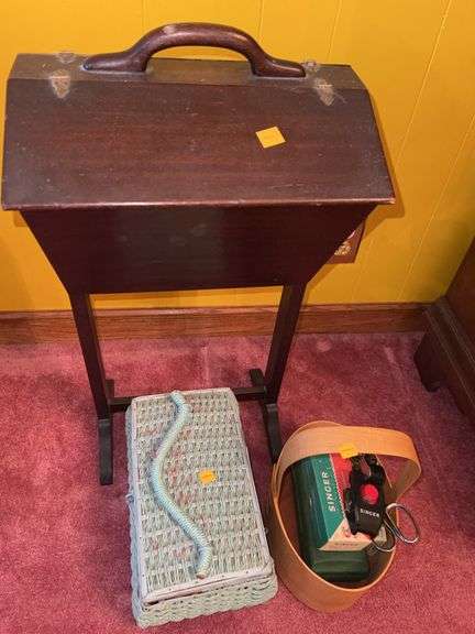 Sewing Stand with Contents, Sewing Box with Contents, Sewing Supplies