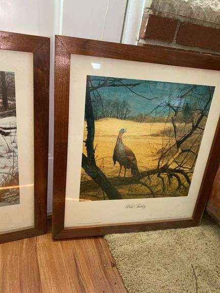 (2) Wild Turkey Framed Oil Paintings by Ken Davies