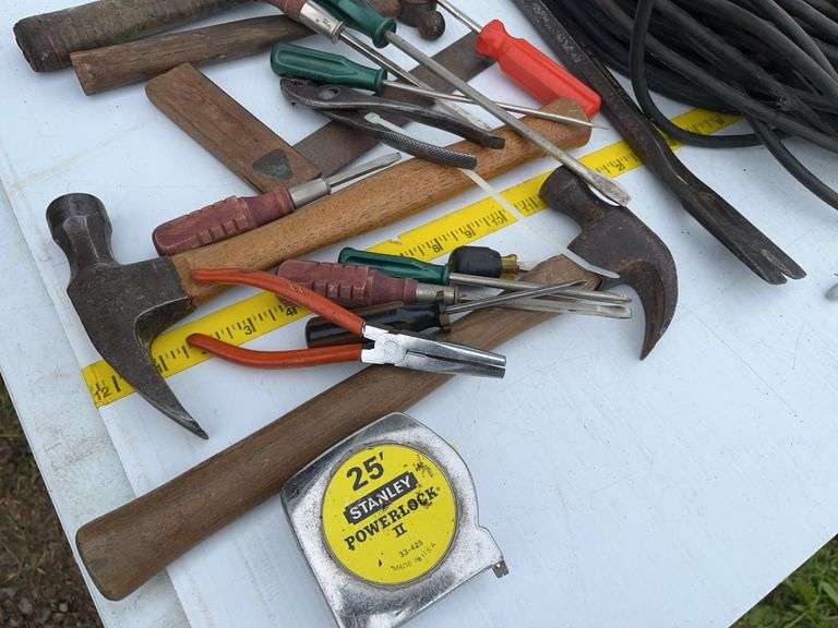 Bucket with Extension Cord and Handtools