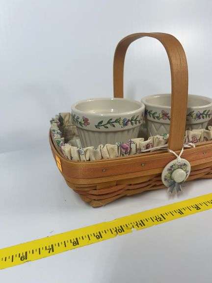 Longaberger Mother’s Day Early Blossoms Basket and Pottery Flower Pots