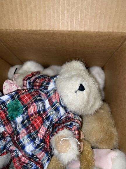 Box of Stuffed Animals and Accessories