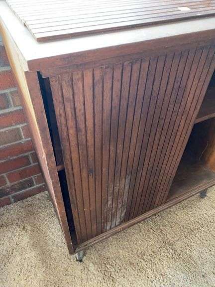 Wooden Cabinet with Sliding Doors- ONE DOOR BROKEN