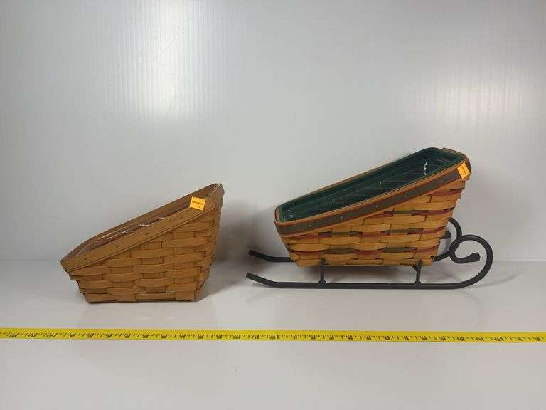 Longaberger Sleigh Basket and Rack, Longaberger Letter Basket