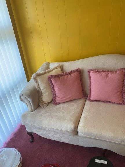 Victorian Style 3 Cushion Sofa and Pillows