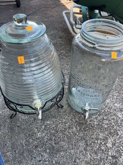 (2) Glass Drink Dispensers