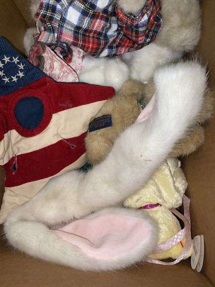 Box of Stuffed Animals and Accessories