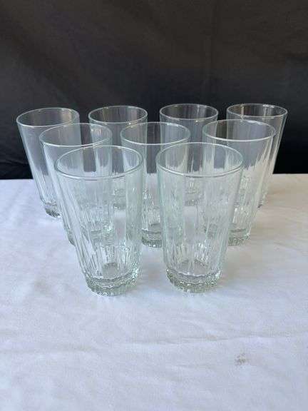 (9) Arcoroc Glass Cups w/ (6) Genuine Lead Crystal Napkin Rings