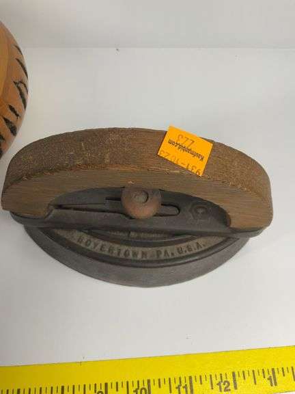Vintage Sad Iron, Vintage Copper Tea Pot, Vintage Sifter, Nut Cracker Bowl