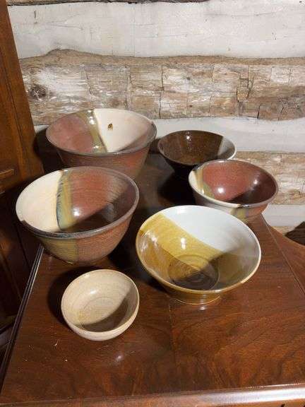 (6) pottery dishes - some from Roscoe Village