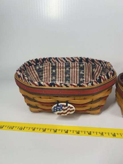 2002 Longaberger Traditions Christmas Basket, Longaberger Small Basket, Longaberger Blue Ribbon All
