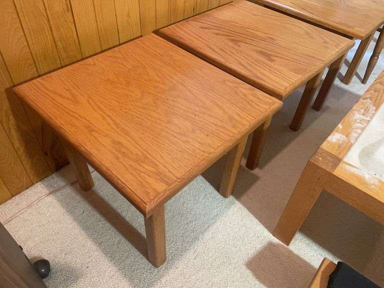 (3) wooden stands, dining chair, and other stands