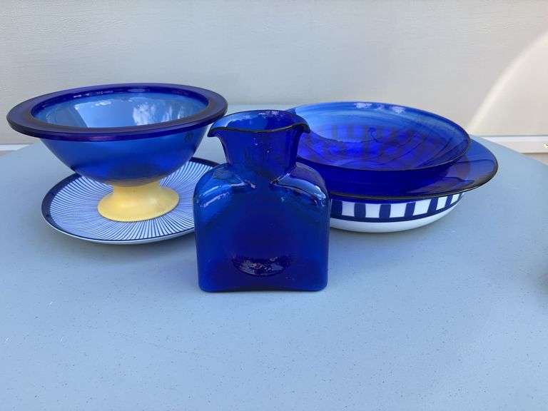 Glass Pitcher, Glass Bowls and Plates