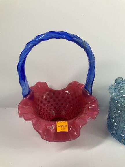 2 Fenton Baskets, 1 Fenton Candy Dish ( All 3 Pieces Damaged)