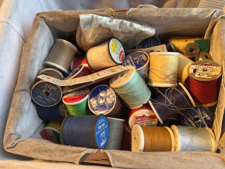 Sewing Basket with Patterns and Thread
