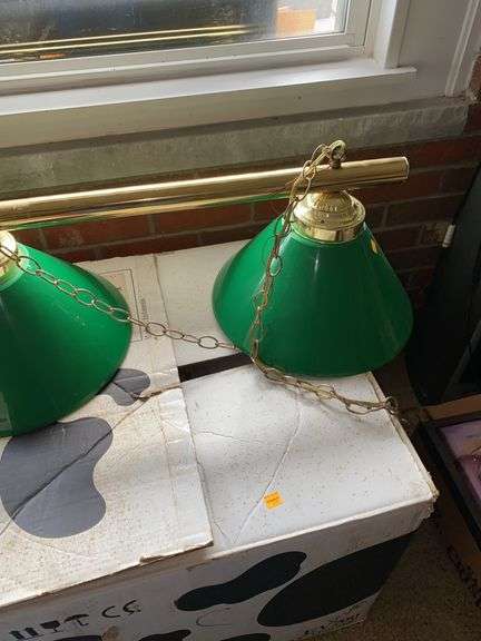 Green Double Bar Light with Chain, Large Box of Assorted Glassware