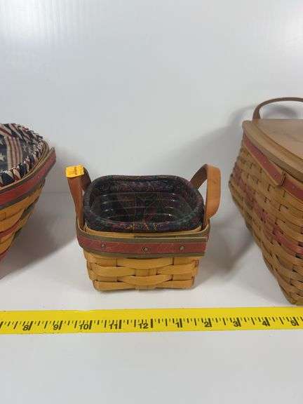 2002 Longaberger Traditions Christmas Basket, Longaberger Small Basket, Longaberger Blue Ribbon All