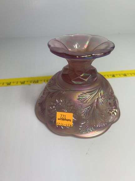 Fenton Lilac Carnival Glass Compote