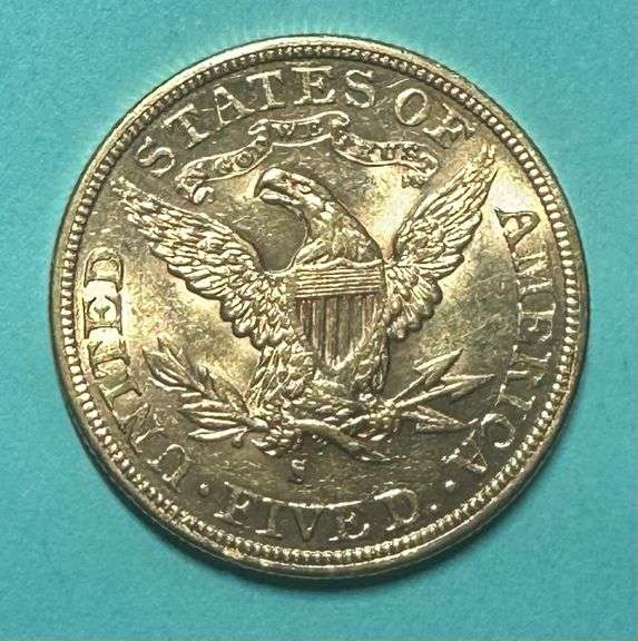 1892-S $5 Liberty Half Eagle Gold Coin