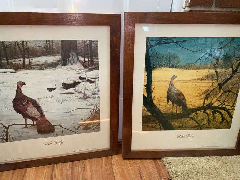(2) Wild Turkey Framed Oil Paintings by Ken Davies