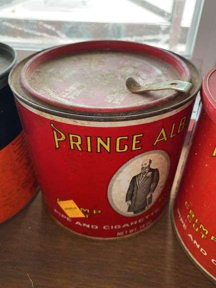 (2) Vintage Prince Albert Tobacco Cans, (2) Vintage Sir Walter Raleigh Tobacco Cans
