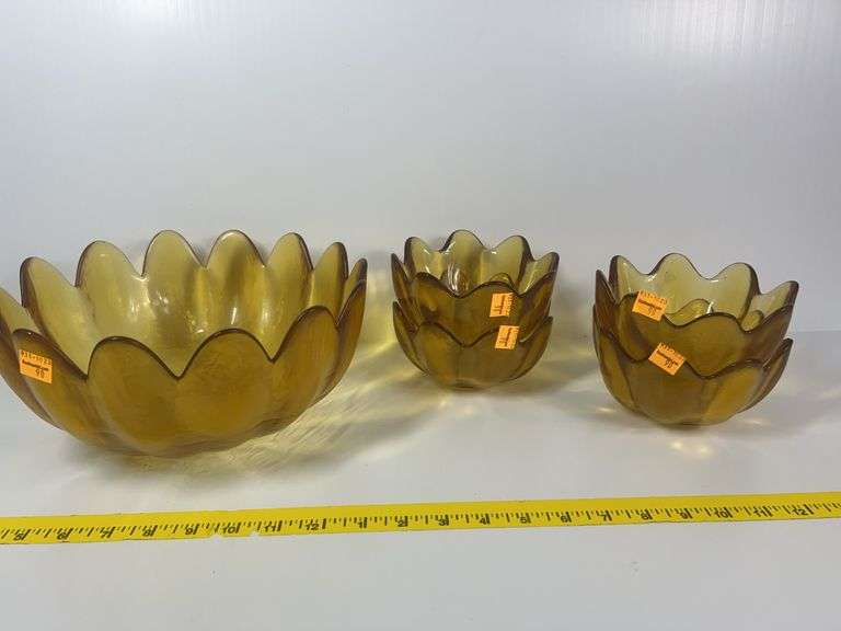 Vintage Blenko Lotus Bowl Set