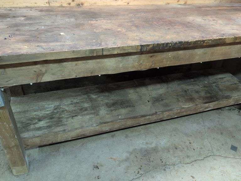 Wooden work bench - contents not included