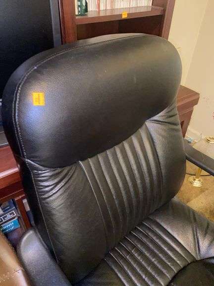 Black Rolling Office Chair, Leather Barstool