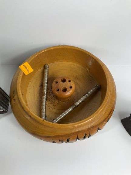 Vintage Sad Iron, Vintage Copper Tea Pot, Vintage Sifter, Nut Cracker Bowl