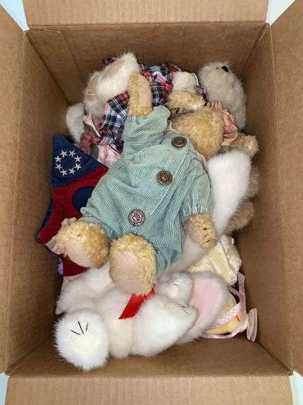 Box of Stuffed Animals and Accessories