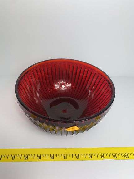 Vintage Ruby Red Glass Serving Bowl