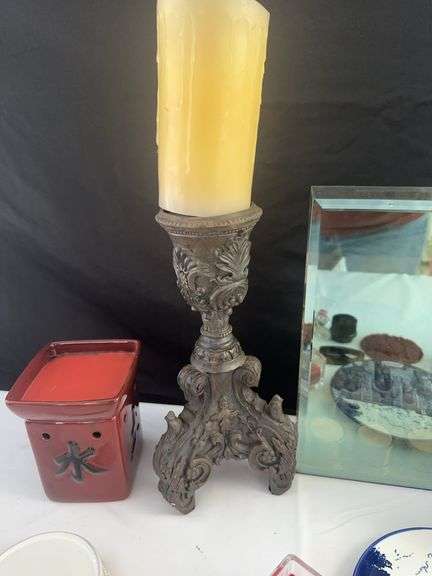 Pottery Barn Clock, Wax Warmer, Ronda Decor Plate, and other misc.