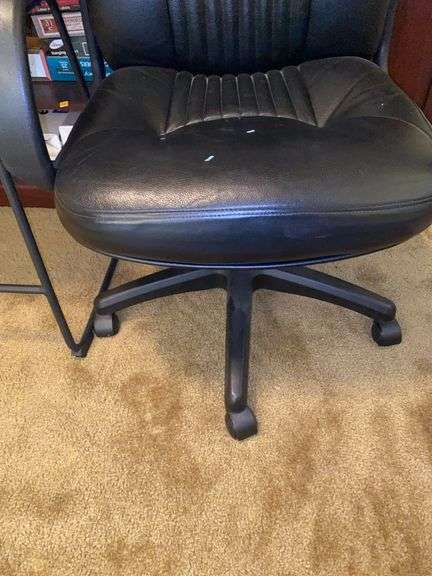 Black Rolling Office Chair, Leather Barstool