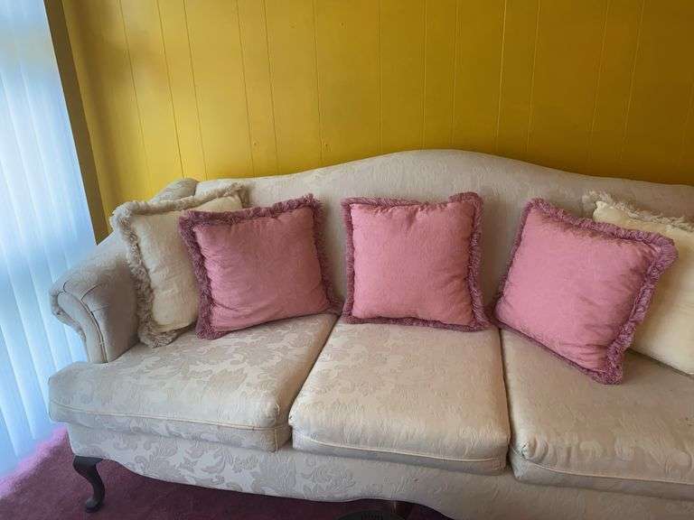 Victorian Style 3 Cushion Sofa and Pillows