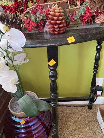 Wooden Side Table and Decor